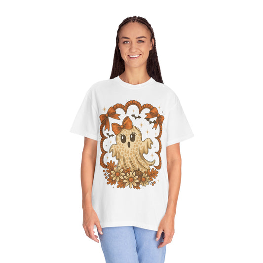 Cute Ghost T-Shirt, Halloween Graphic Tee with Bow, Spooky Season Fall Shirt for Women & Men