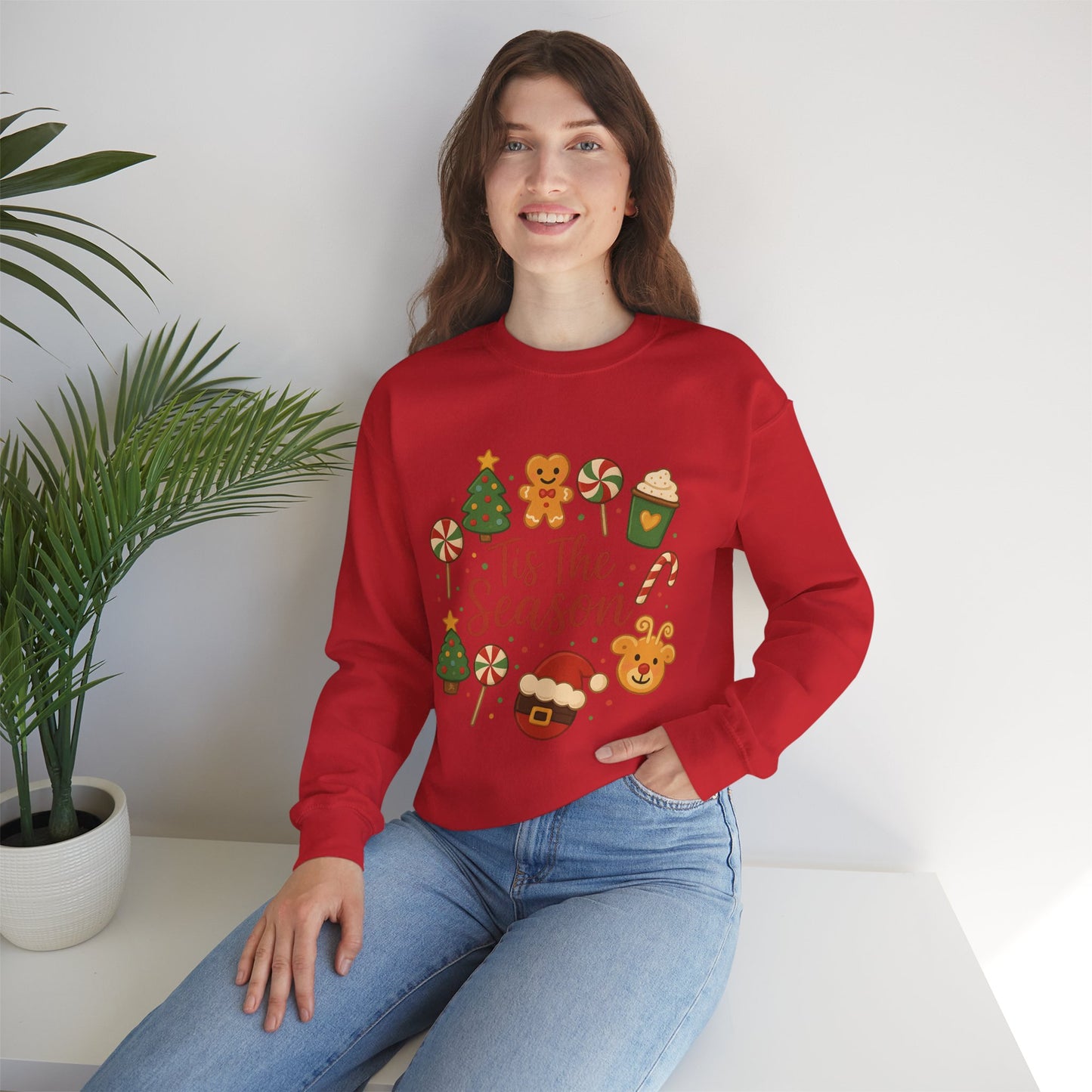 Cute Christmas Cookie & Santa Sweatshirt – ’Tis the Season Holiday Crewneck