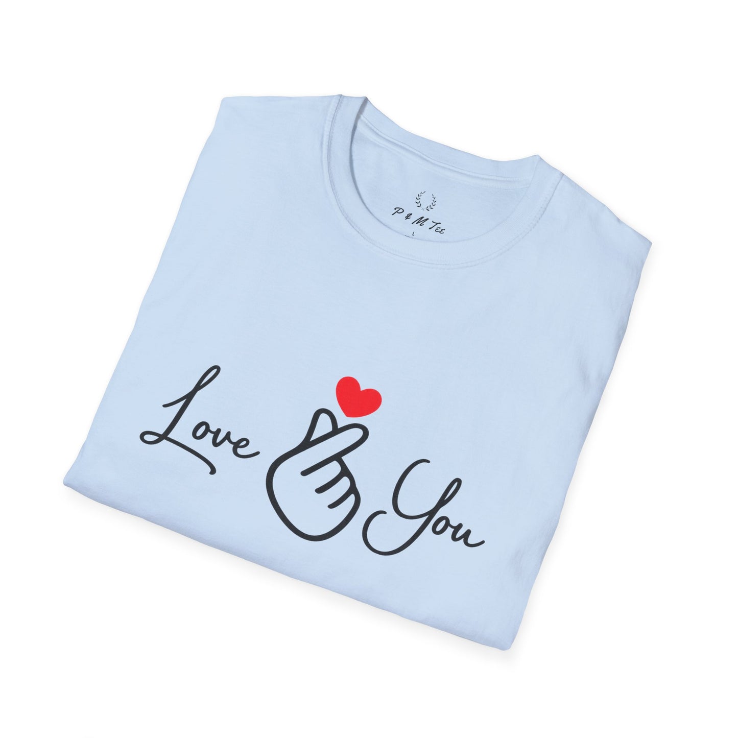 Love You Finger Heart T-Shirt | Cute Korean Heart Sign Couple & Valentine Tee