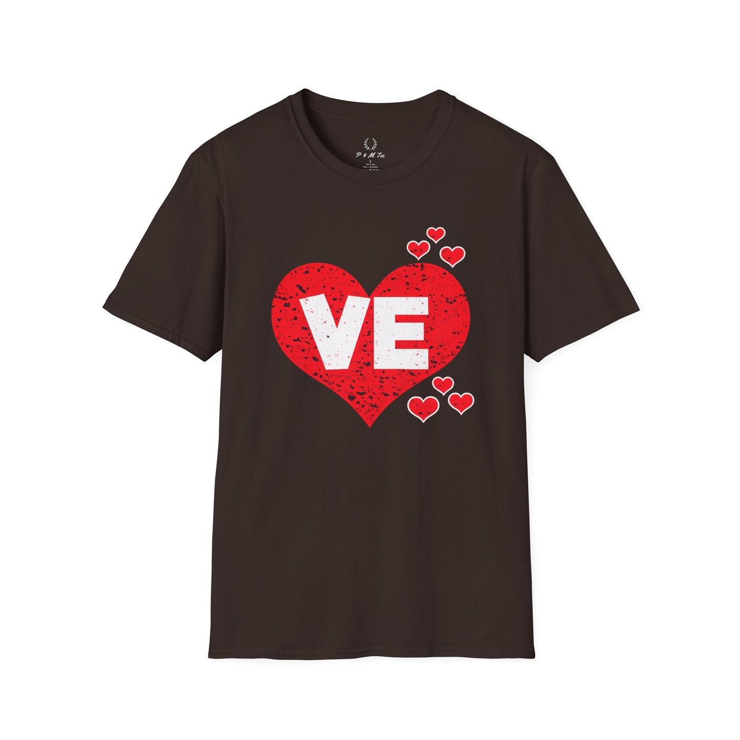 Love Heart T-Shirt — "VE" Red Heart Valentine Tee