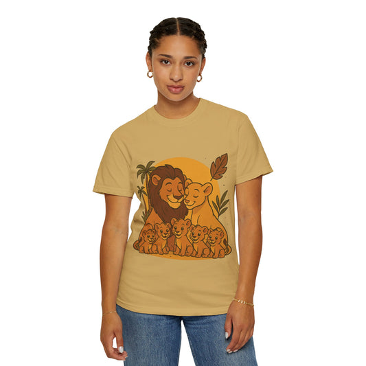 Lion Family T-Shirt – Mom, Dad & 5 Cub | Lion Pride Family Design | Mufasa| Cute Safari Jungle Tee