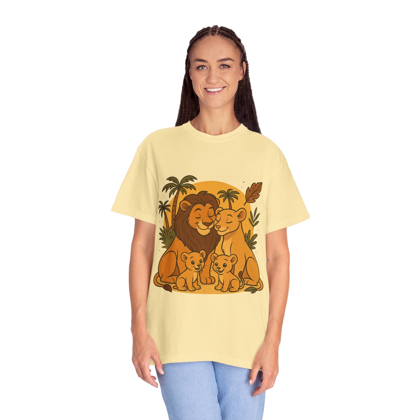 Lion Family T-Shirt – Mom, Dad & 2 Cub | Lion Pride Family Design | Mufasa| Cute Safari Jungle Tee