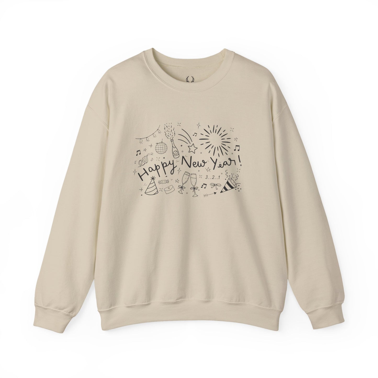 Happy New Year Sweatshirt | Festive Doodle Art | New Year Celebration Pullover
