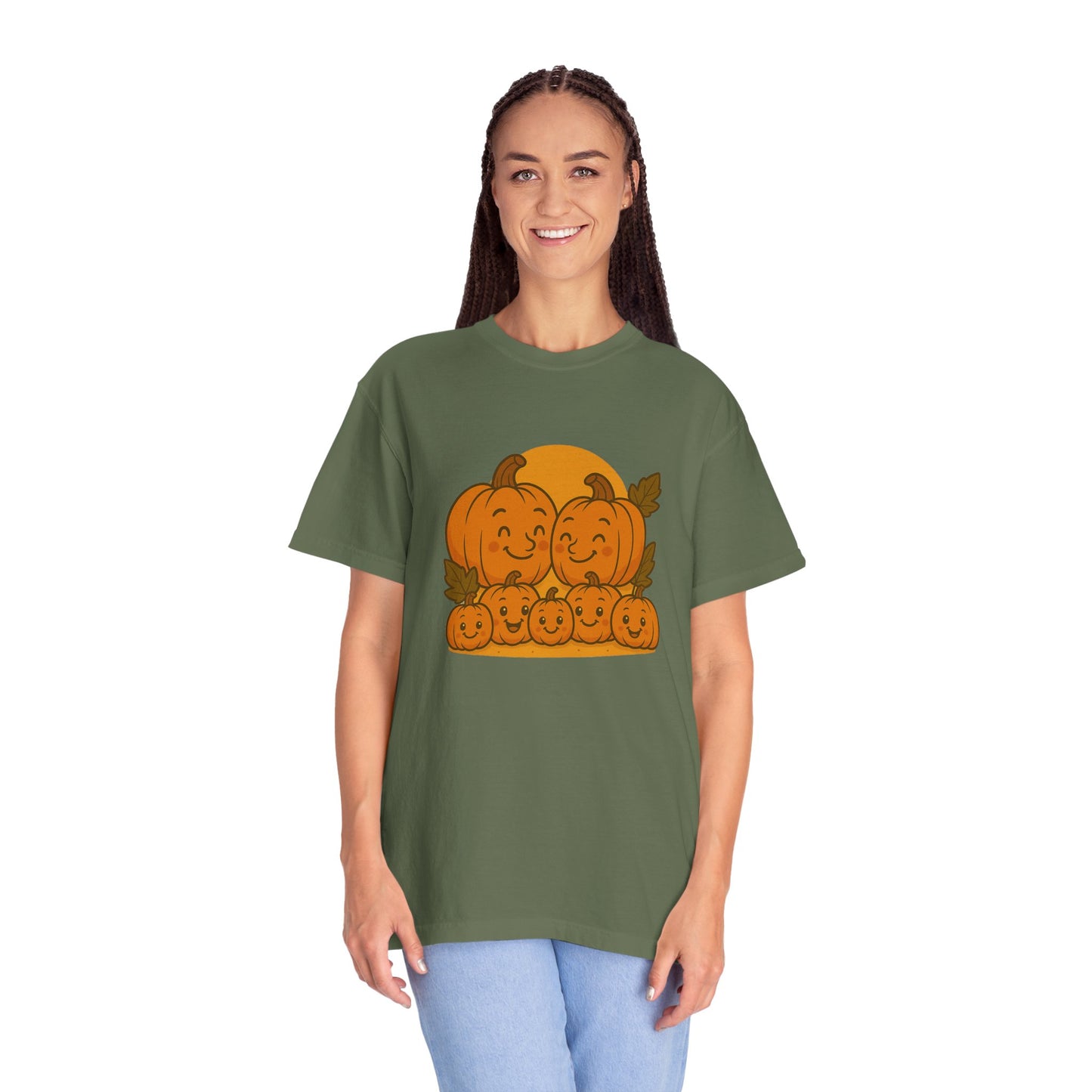 Cute Pumpkin Family T-Shirt with Five Baby Pumpkins – Fall Harvest Graphic Tee, Autumn Thanksgiving Shirt
