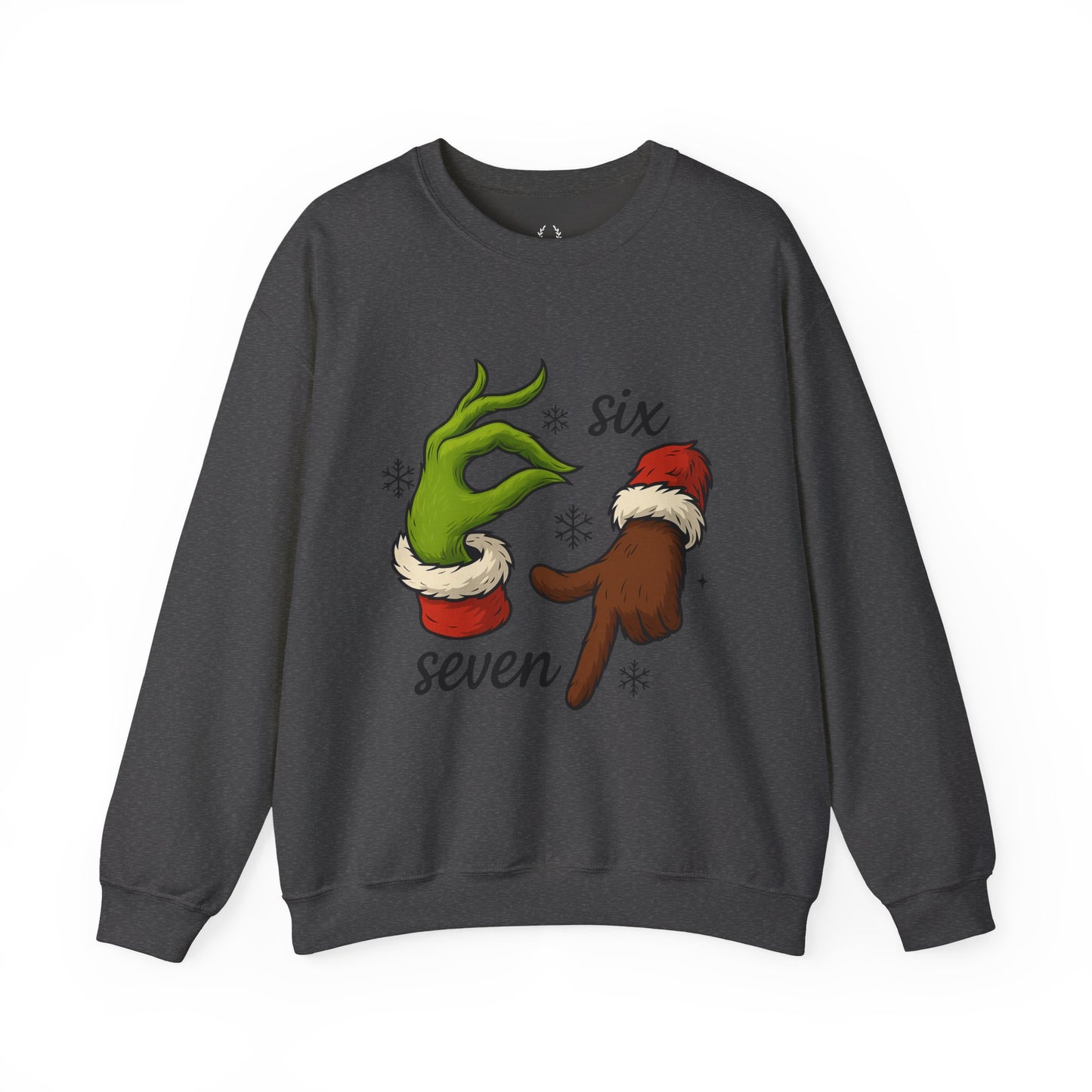 Six Seven Christmas Sweatshirt – Funny Grinch Hand Holiday Crewneck