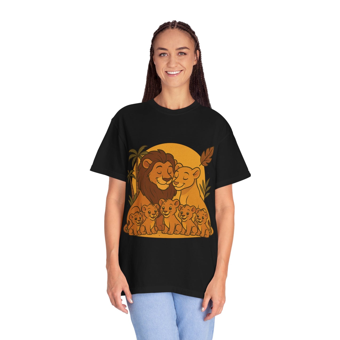Lion Family T-Shirt – Mom, Dad & 5 Cub | Lion Pride Family Design | Mufasa| Cute Safari Jungle Tee