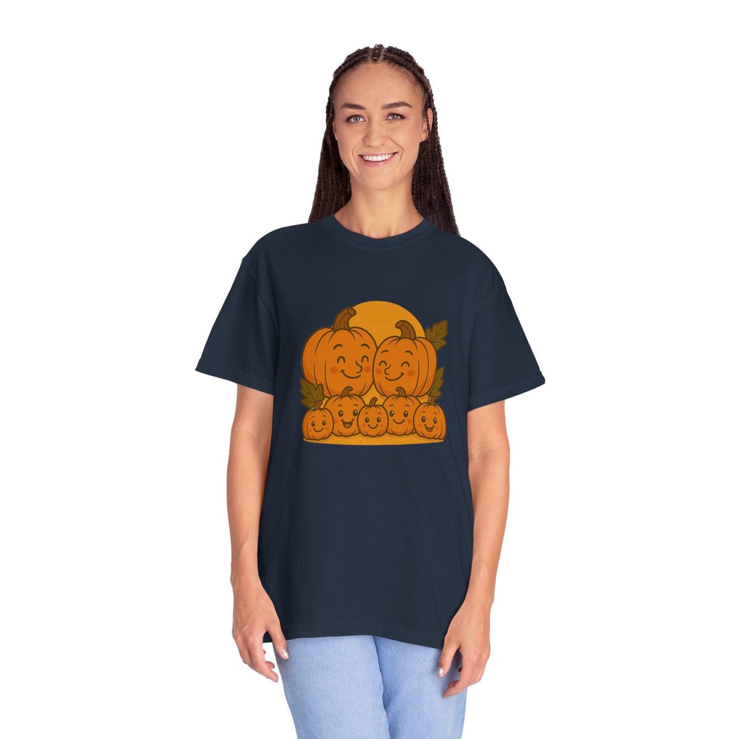 Cute Pumpkin Family T-Shirt with Five Baby Pumpkins – Fall Harvest Graphic Tee, Autumn Thanksgiving Shirt