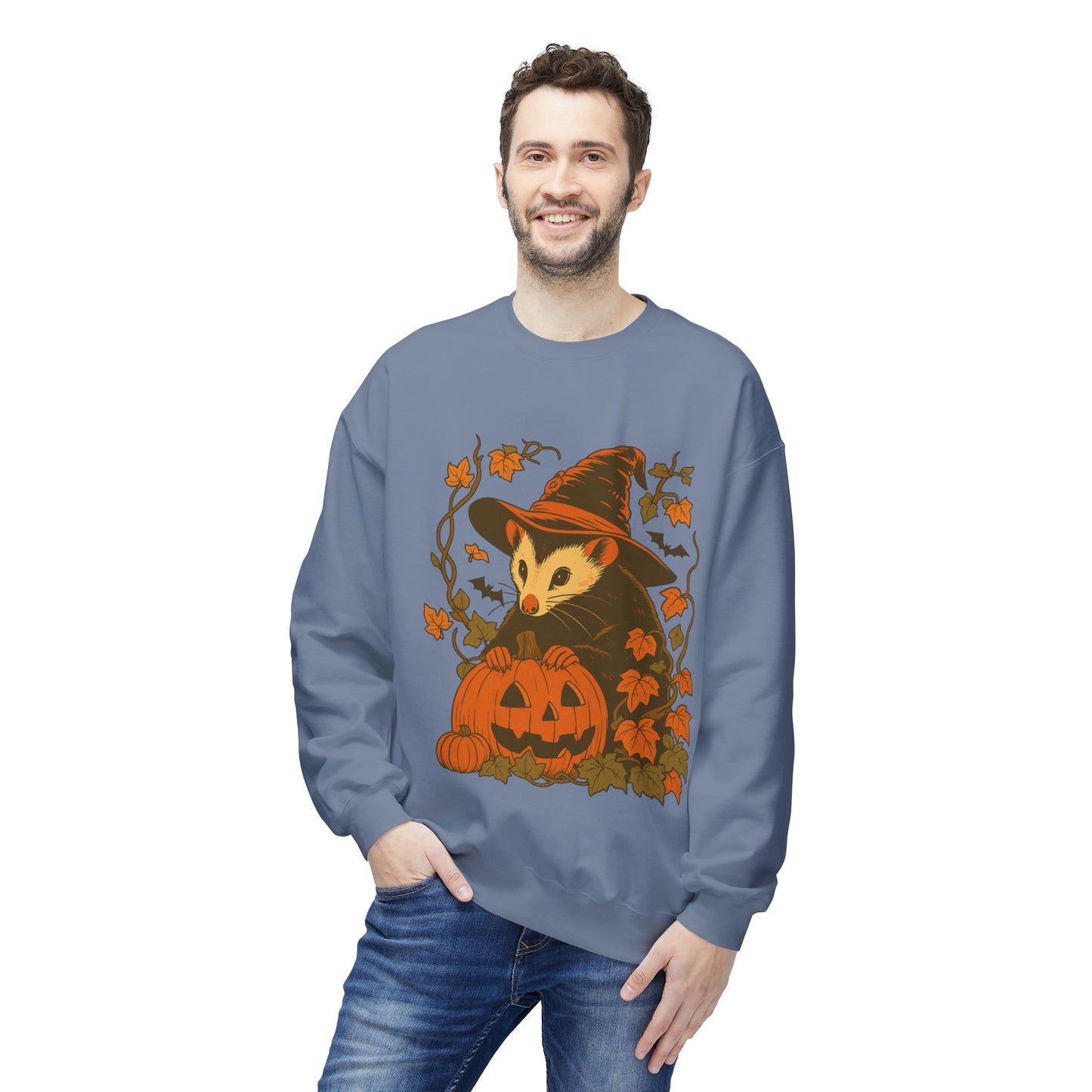 Opossum Halloween Fleece Sweatshirt | Cute Spooky Season Goblincore Sweater