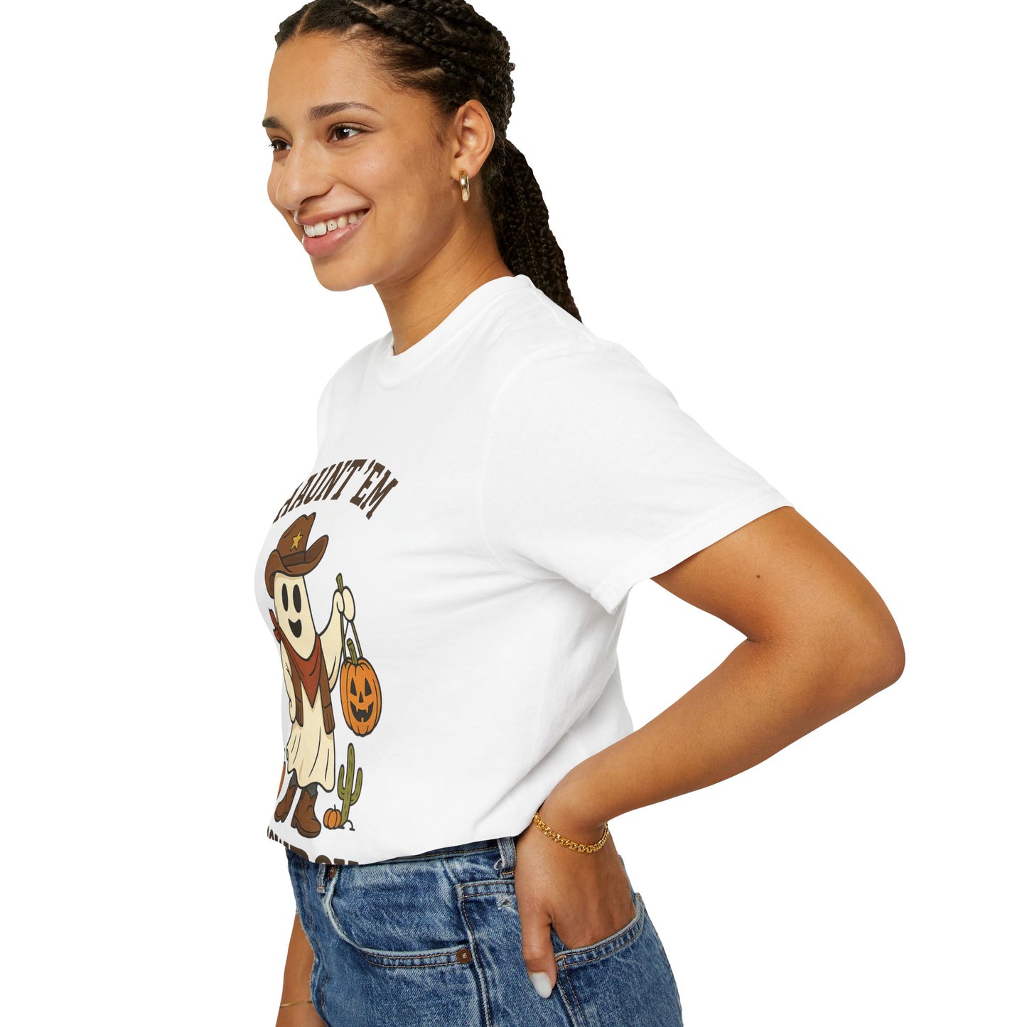Halloween Cowboy T-Shirt, Unisex Tee, Fall Outfit, Festive Apparel, Pumpkin Costume, Haunt 'Em