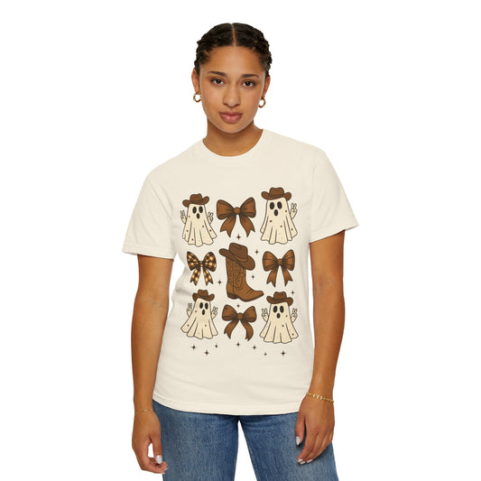 Halloween Coquette Cowboy Ghost T-shirt, Funny Ghost Cowboy Tee, Western Halloween Shirt,Spooky Fall Shirt,Country Girl Gift