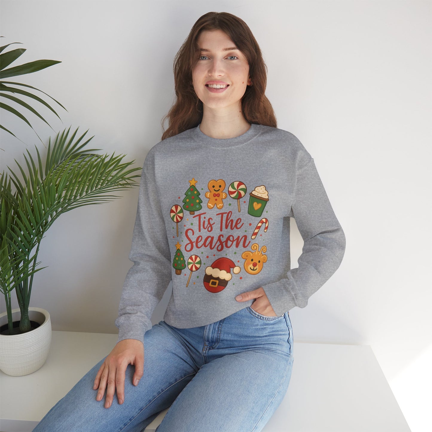 Cute Christmas Cookie & Santa Sweatshirt – ’Tis the Season Holiday Crewneck