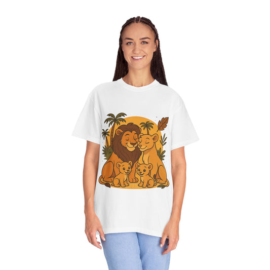 Lion Family T-Shirt – Mom, Dad & 2 Cub | Lion Pride Family Design | Mufasa| Cute Safari Jungle Tee