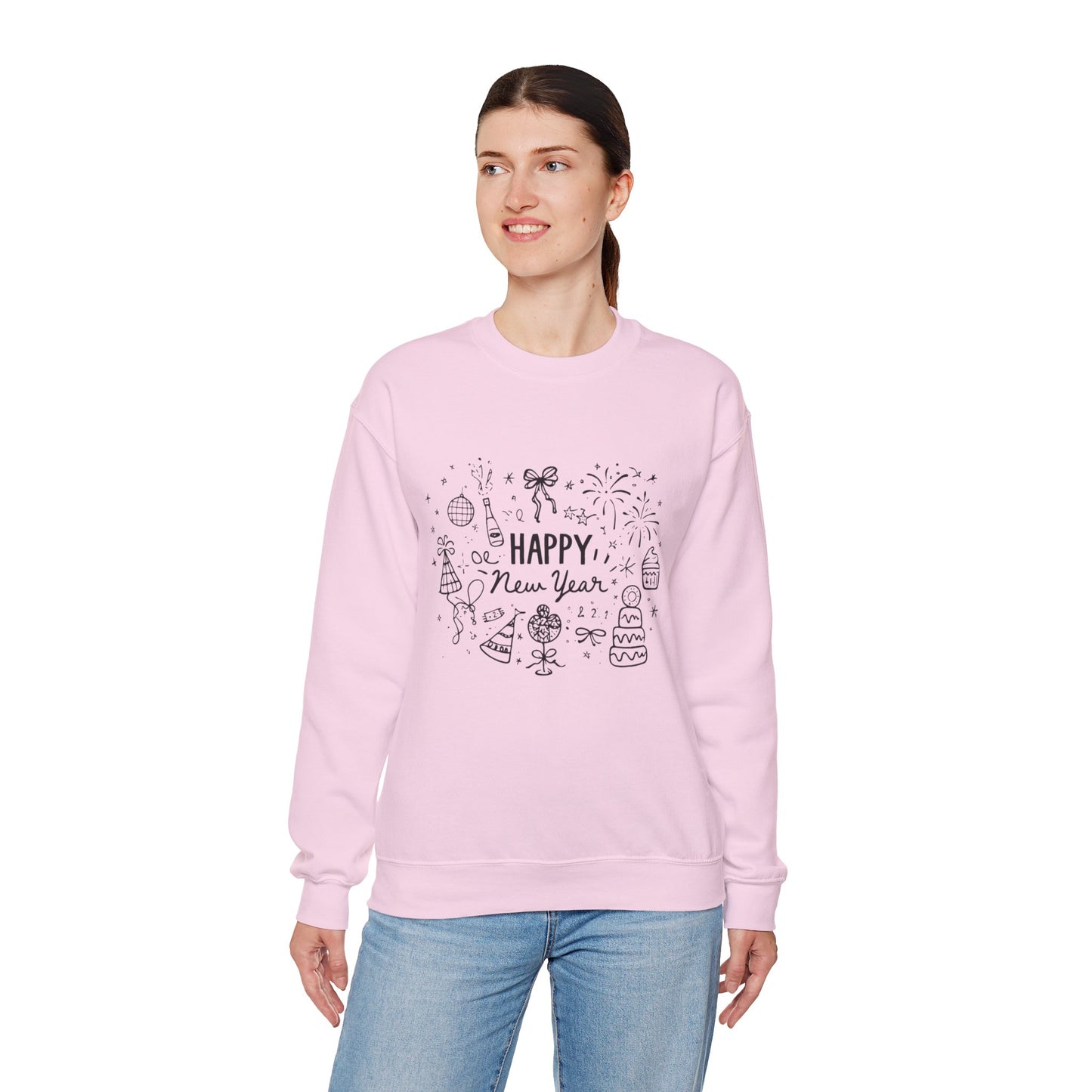 Happy New Year Sweatshirt | Minimal Doodle Celebration Design