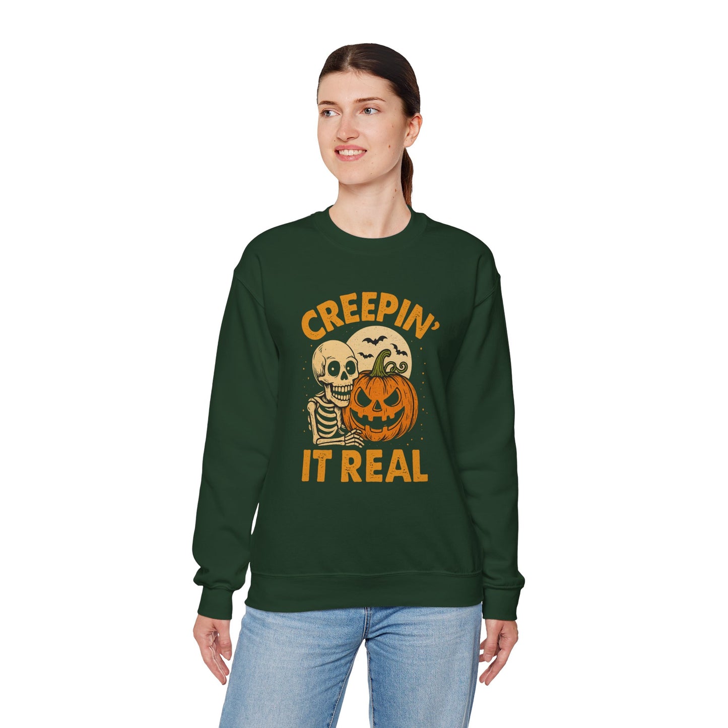 Halloween Crewneck Sweatshirt | Creepin' It Real | Fall Fashion | Spooky Season Apparel | Unisex Sweatshirt | Perfect for Halloween Parties