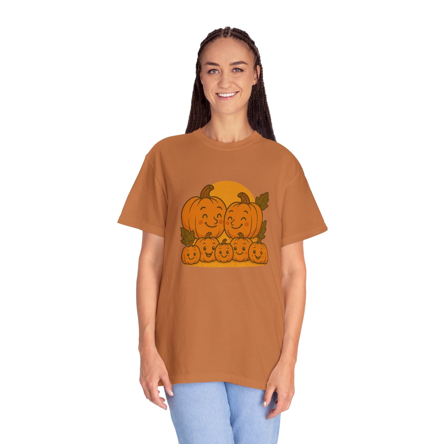 Cute Pumpkin Family T-Shirt with Five Baby Pumpkins – Fall Harvest Graphic Tee, Autumn Thanksgiving Shirt