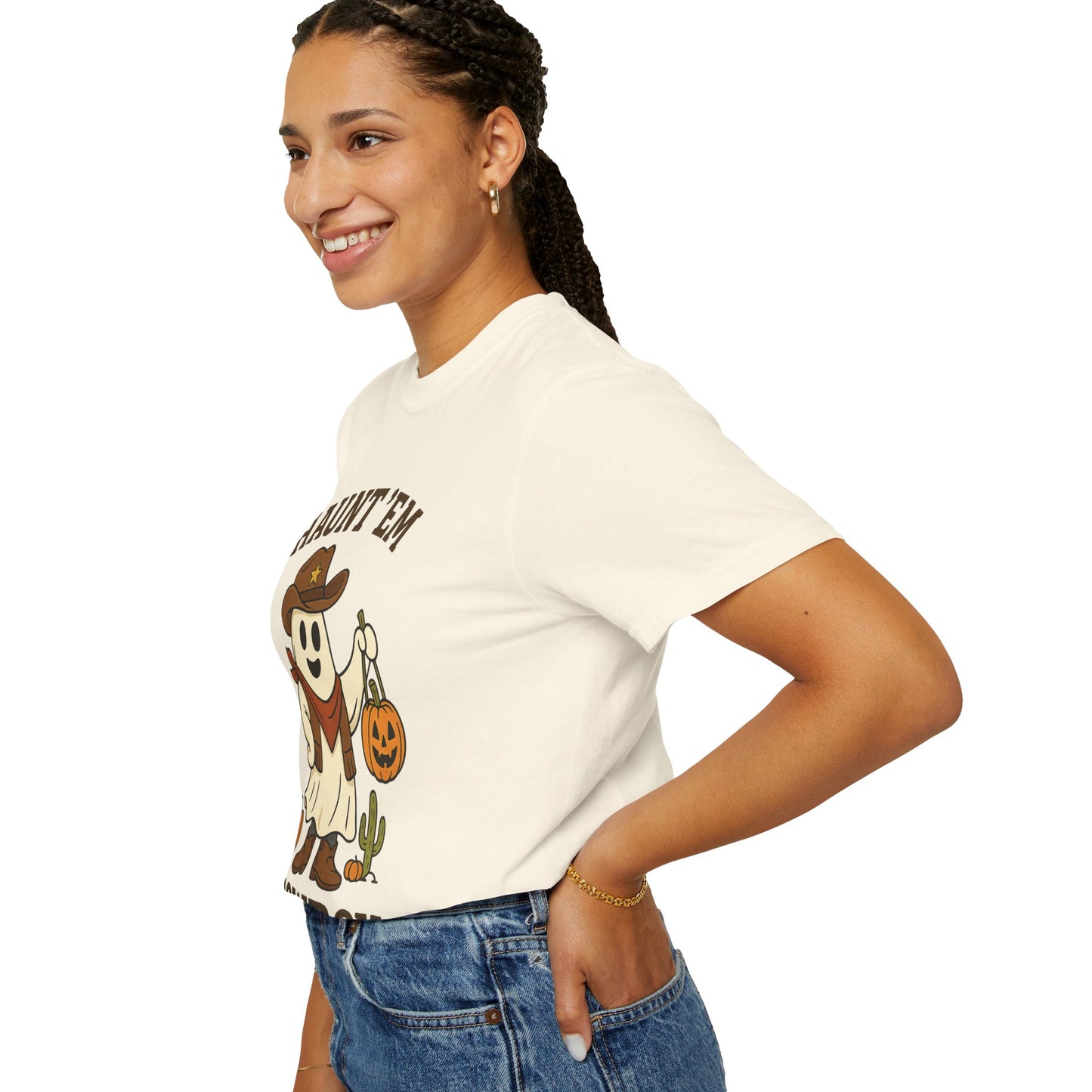 Halloween Cowboy T-Shirt, Unisex Tee, Fall Outfit, Festive Apparel, Pumpkin Costume, Haunt 'Em