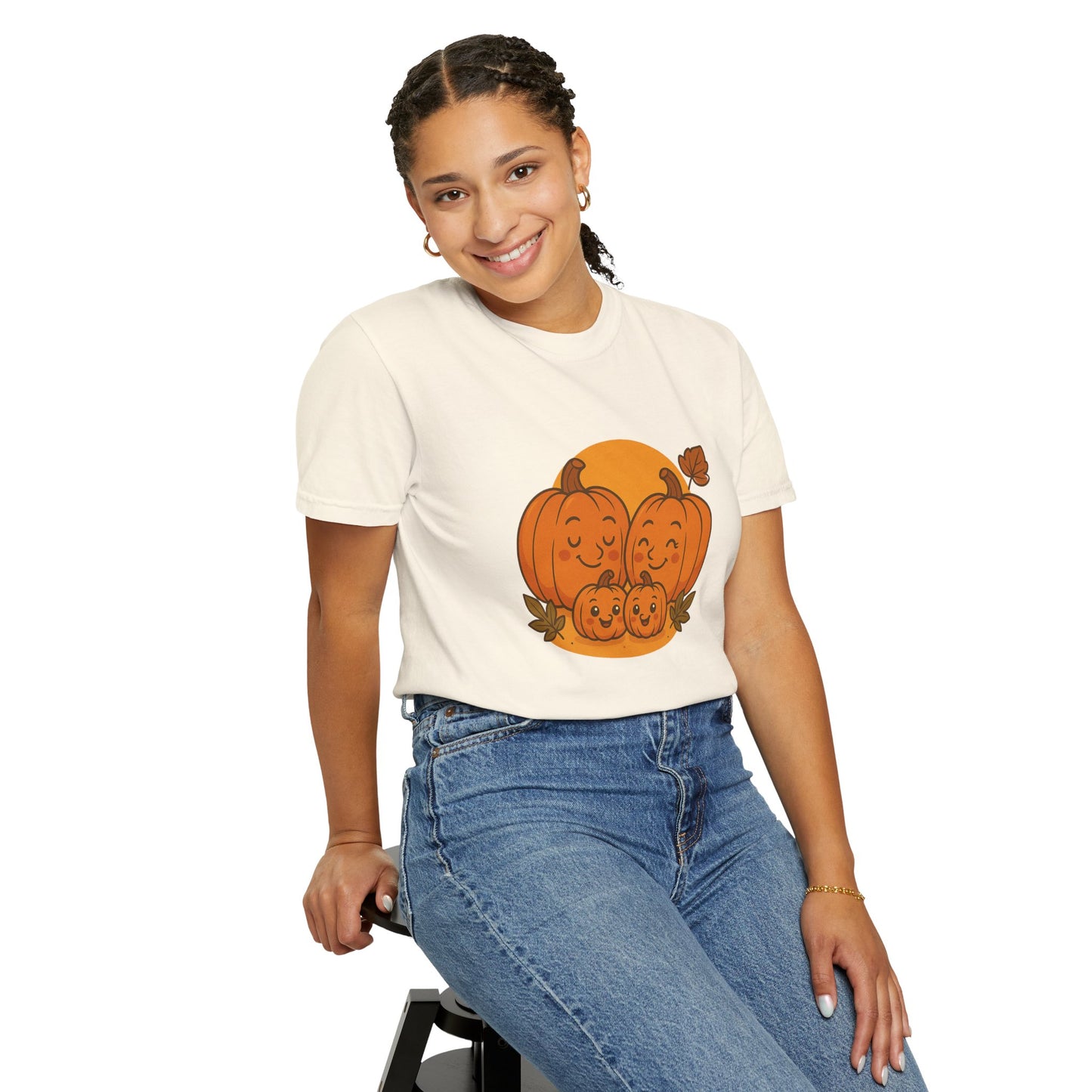 Cute Pumpkin Family T-Shirt with Two Baby Pumpkin – Fall Harvest Graphic Tee, Autumn Thanksgiving Shirt