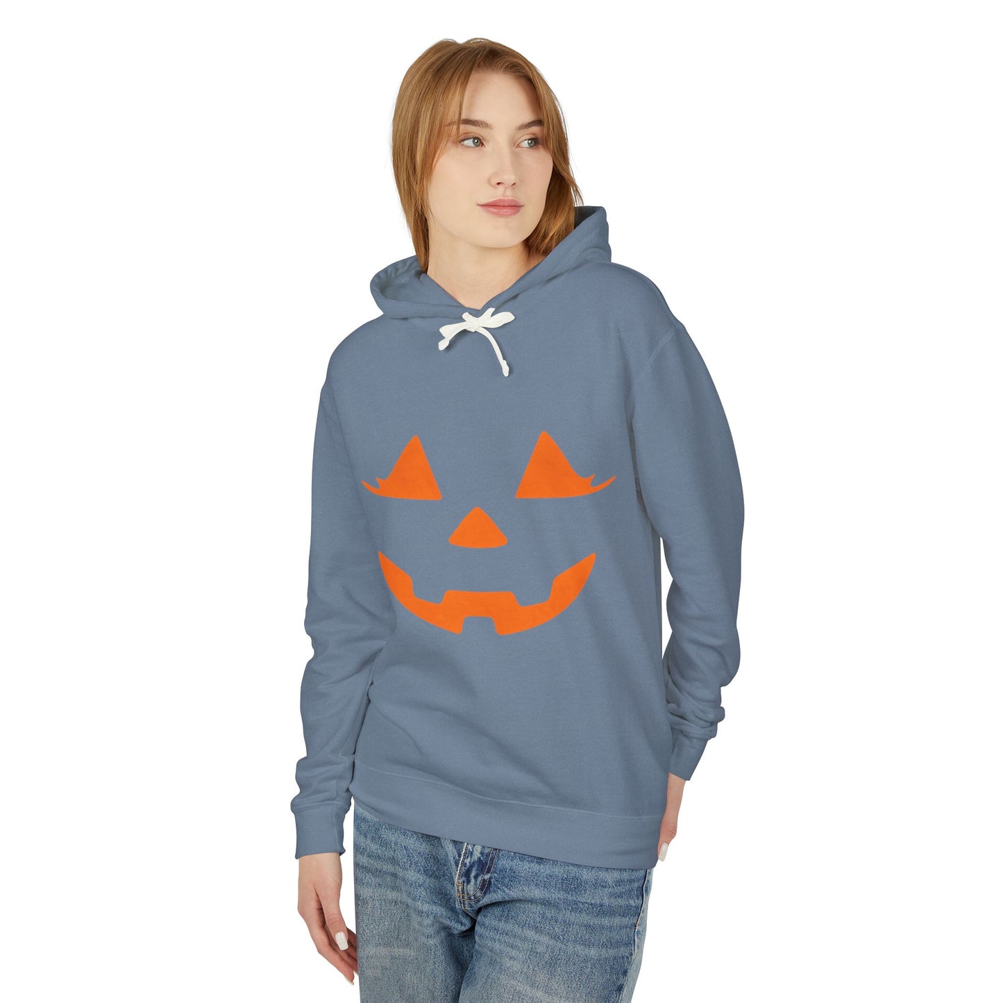 Halloween Pumpkin Hoodie | Lightweight Sweatshirt for Fall | Unisex Hooded Top | Perfect for Halloween Parties | Autumn Celebrations