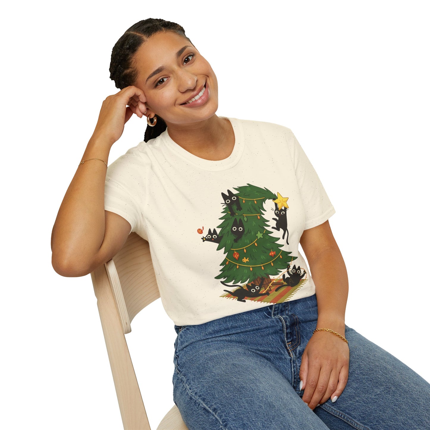 Cat Lover Christmas Shirt – Cute Cat & Christmas Tree Holiday Tee