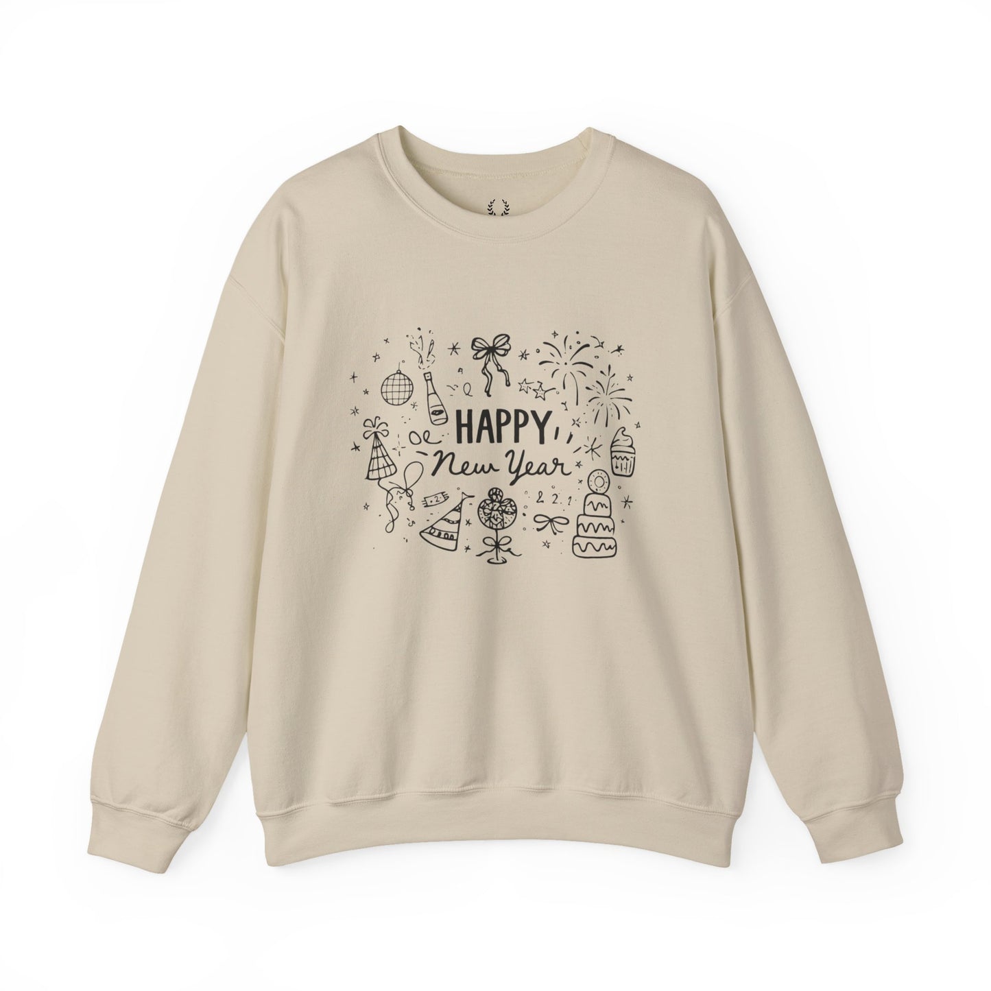 Happy New Year Sweatshirt | Minimal Doodle Celebration Design