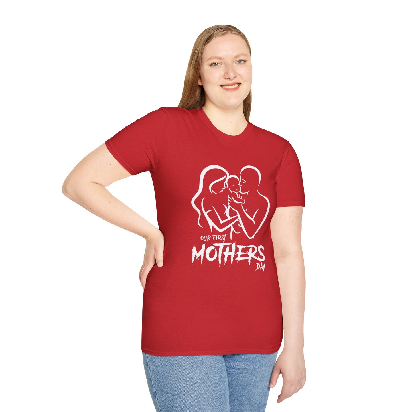 Mother’s Day First Family T-Shirt — “Our First Mothers Day” Baby Celebration Tee