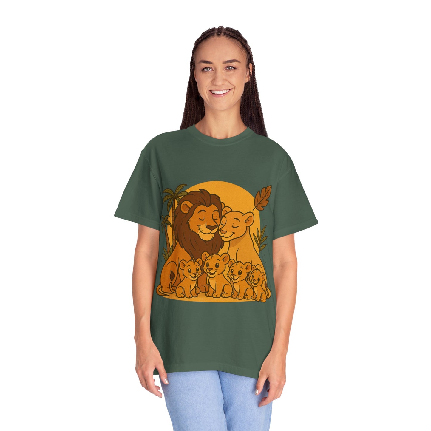Lion Family T-Shirt – Mom, Dad & 4 Cub | Lion Pride Family Design | Mufasa| Cute Safari Jungle Tee