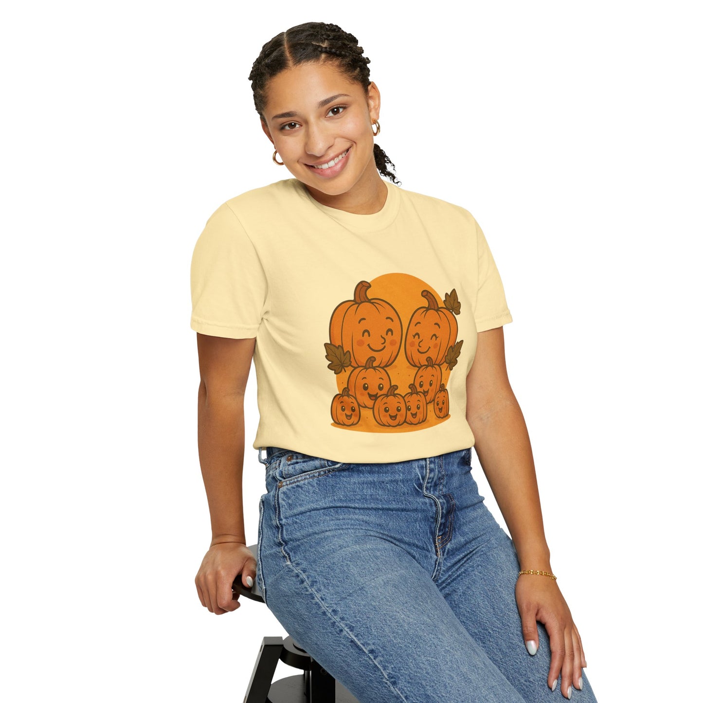 Cute Pumpkin Family T-Shirt with Six Baby Pumpkins – Fall Harvest Graphic Tee, Autumn Thanksgiving Shirt