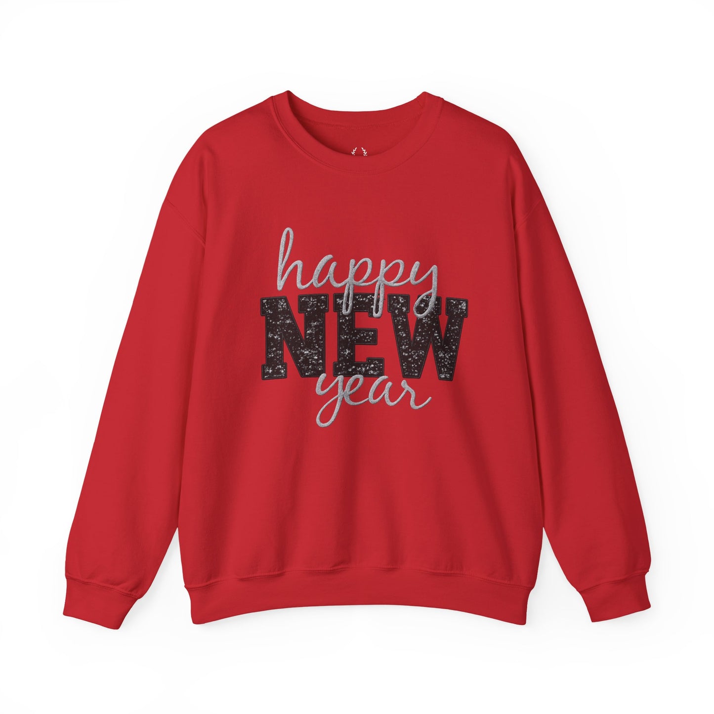Happy New Year Crewneck Sweatshirt | Festive Glitter Graphic Pullover