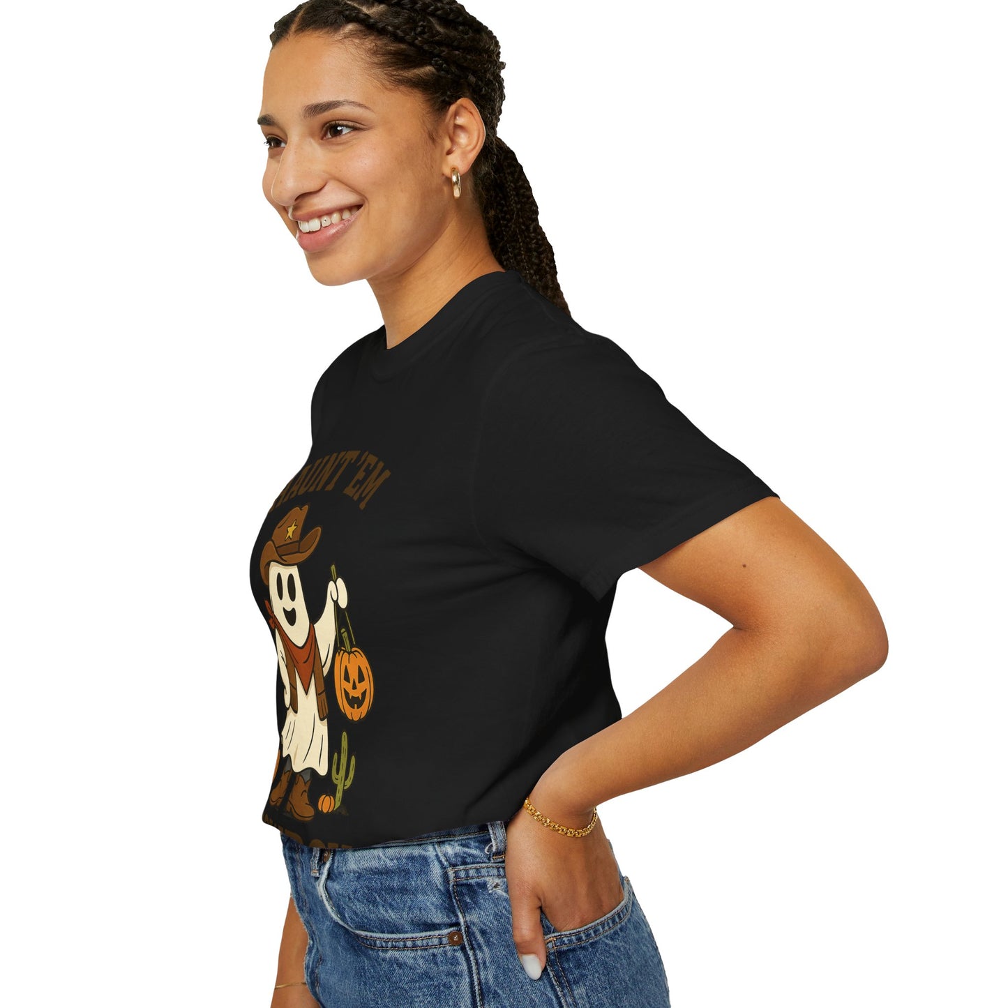 Halloween Cowboy T-Shirt, Unisex Tee, Fall Outfit, Festive Apparel, Pumpkin Costume, Haunt 'Em