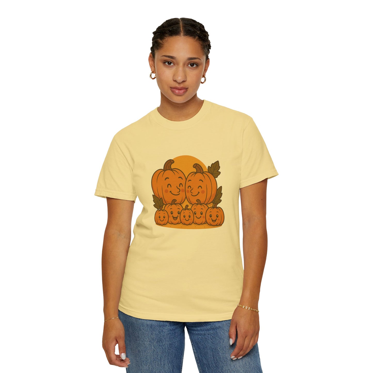Cute Pumpkin Family T-Shirt with Five Baby Pumpkins – Fall Harvest Graphic Tee, Autumn Thanksgiving Shirt