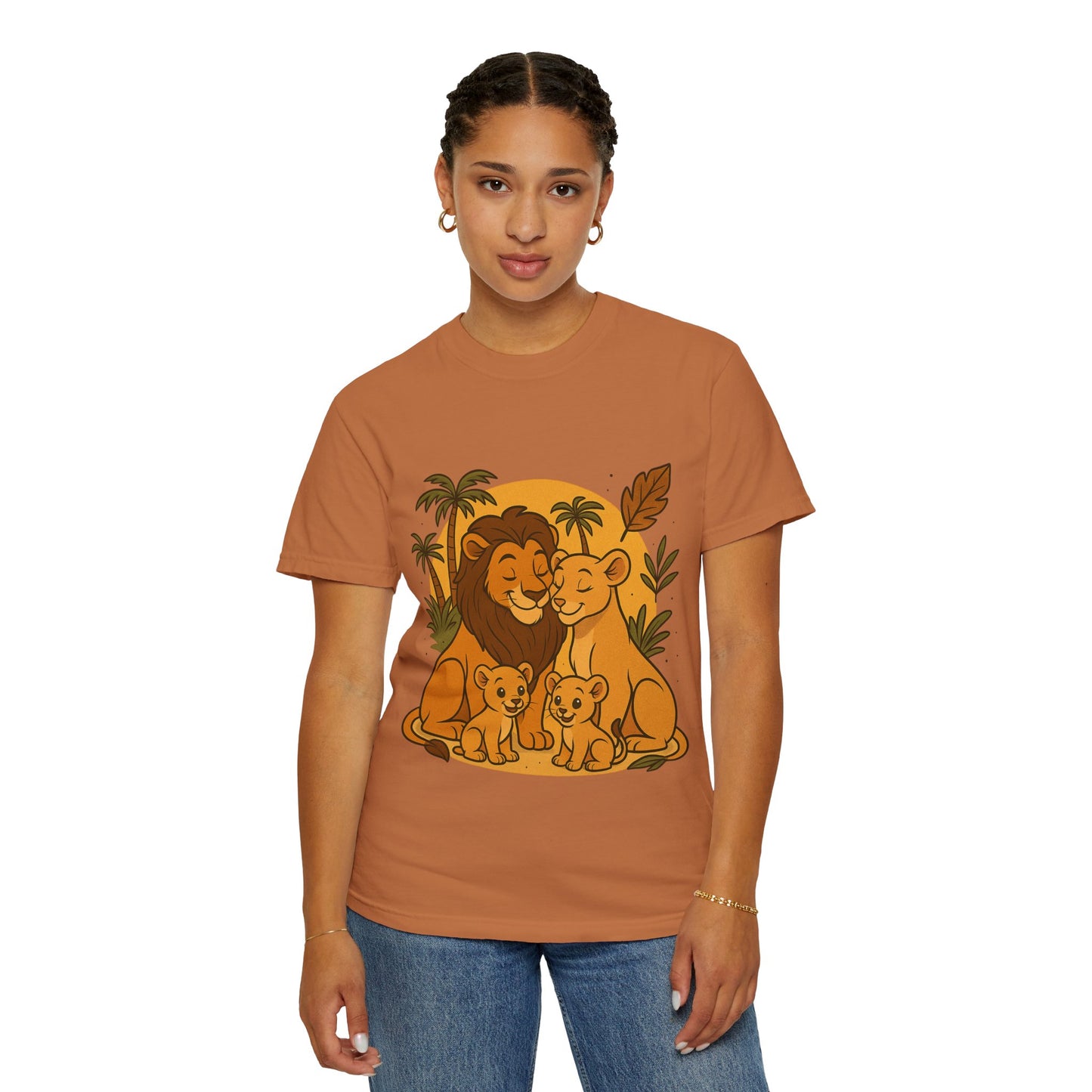 Lion Family T-Shirt – Mom, Dad & 2 Cub | Lion Pride Family Design | Mufasa| Cute Safari Jungle Tee