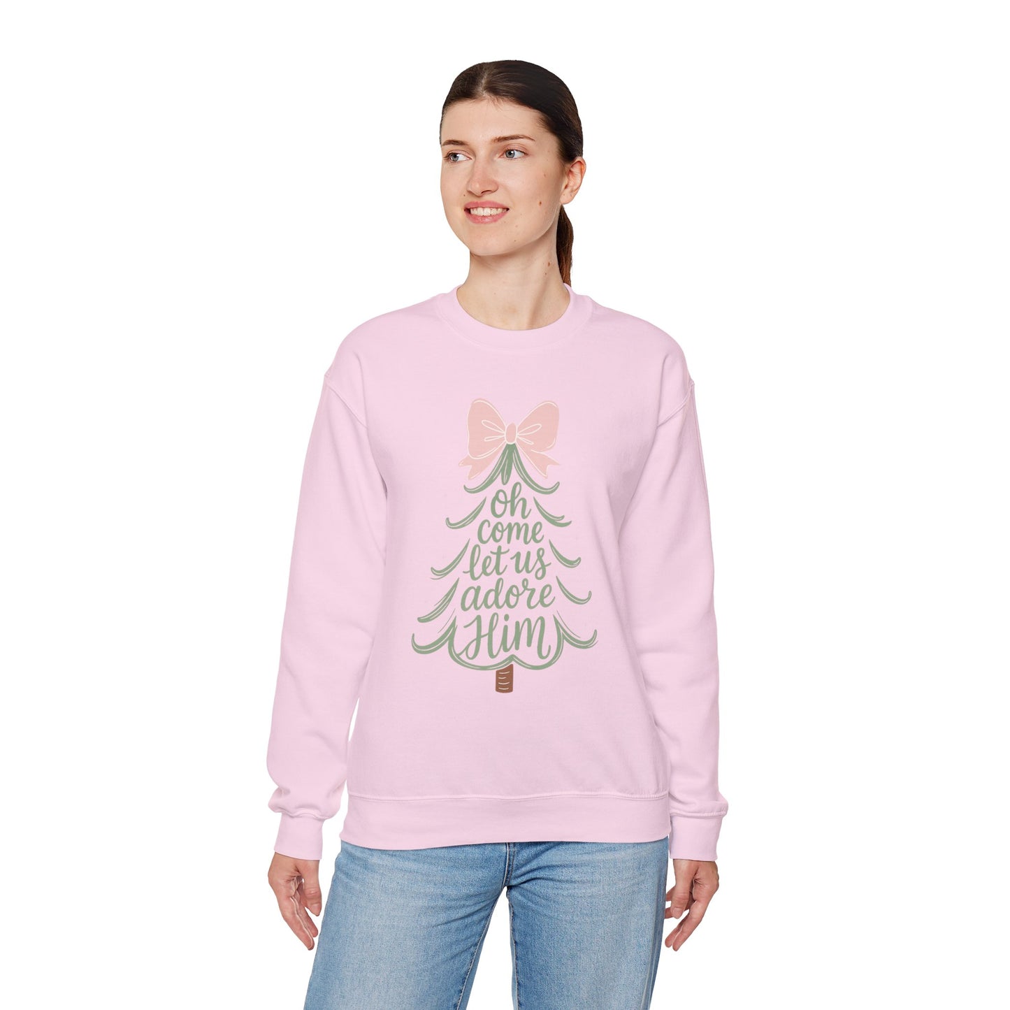 Christian Nativity Sweatshirt – Christmas “Oh Come Let Us Adore Him” Sweater