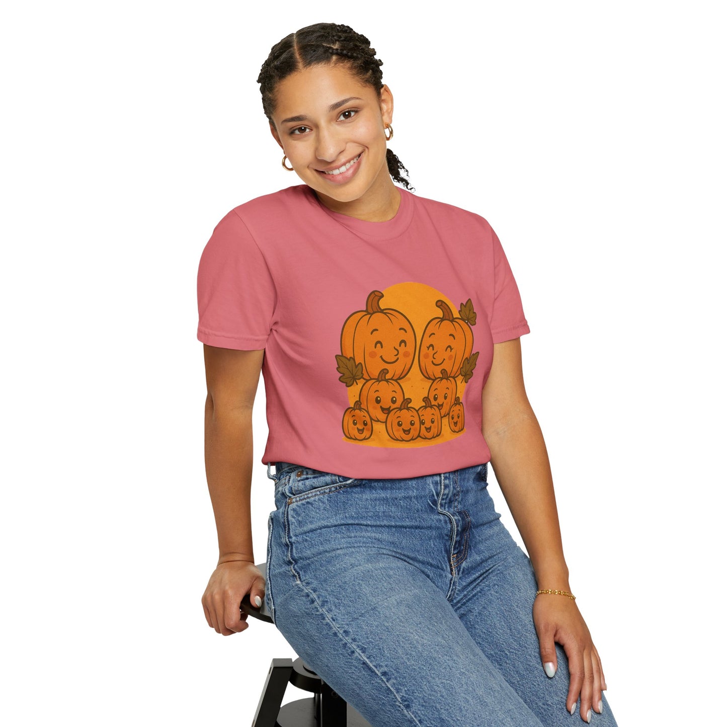 Cute Pumpkin Family T-Shirt with Six Baby Pumpkins – Fall Harvest Graphic Tee, Autumn Thanksgiving Shirt