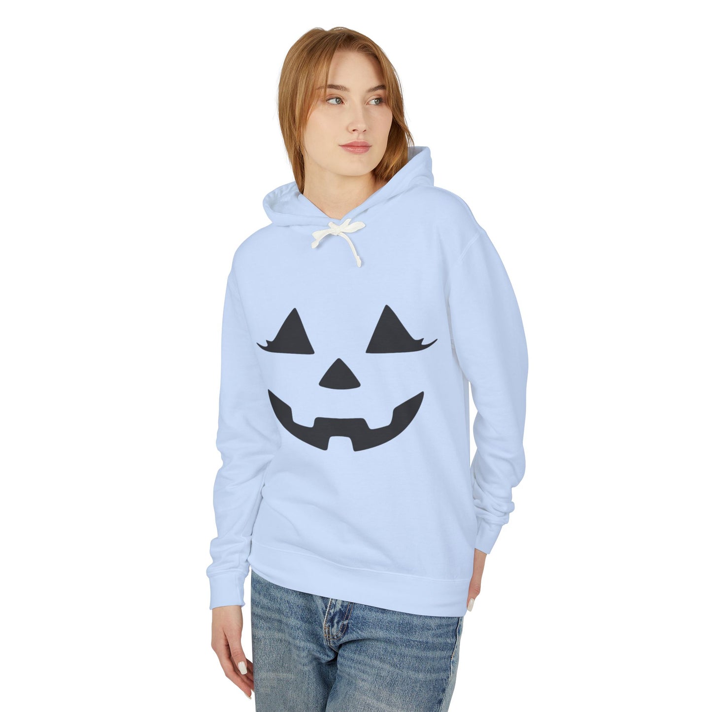 Halloween Pumpkin Hoodie | Lightweight Sweatshirt for Fall | Unisex Hooded Top | Perfect for Halloween Parties | Autumn Celebrations