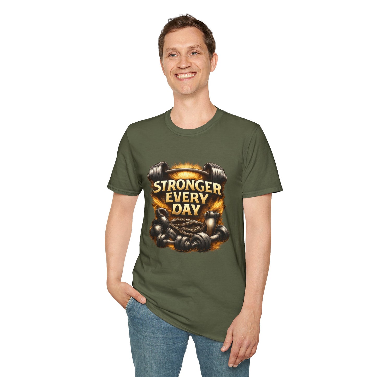 Stronger Every Day Fitness T-Shirt | Motivational Weightlifting Gym Tee