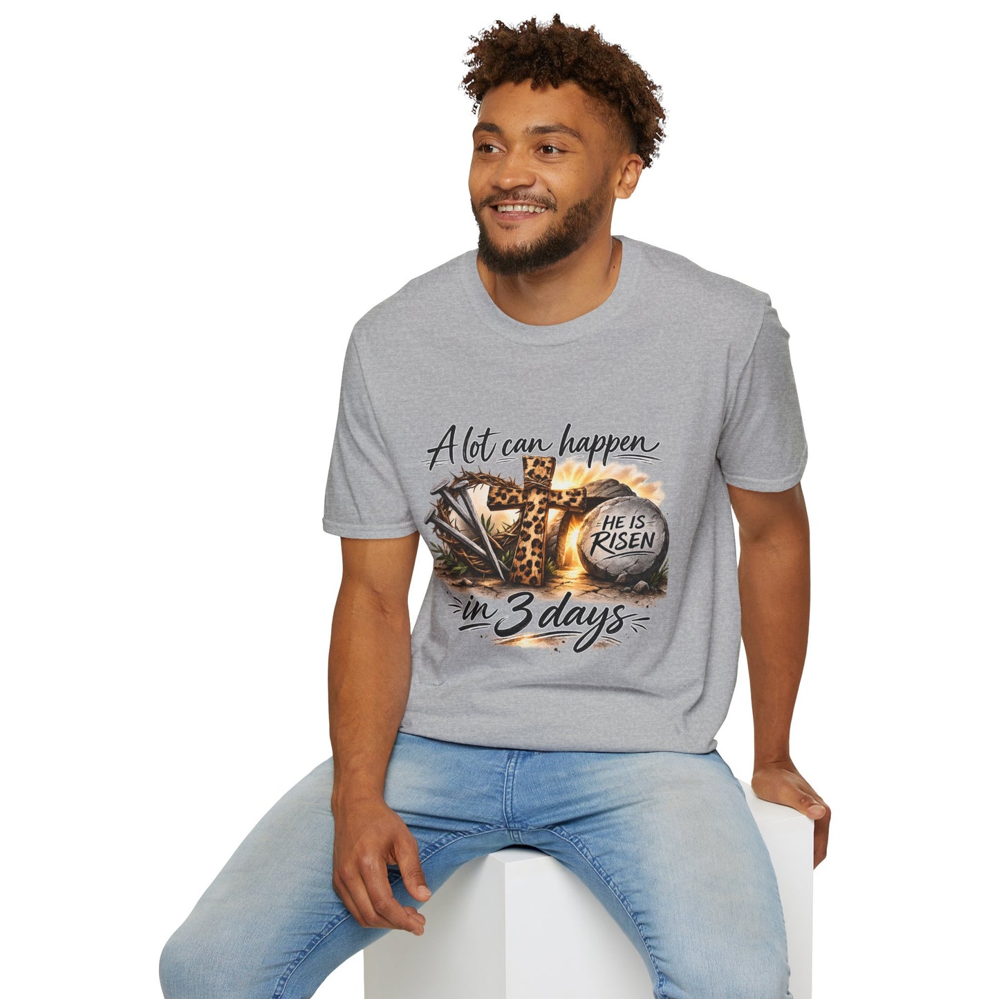 A Lot Can Happen in 3 Days Shirt | He Is Risen Easter Shirt | Christian Easter T-Shirt | Faith Cross Shirt | Religious Graphic Tee