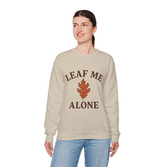Autumn Vibes Crewneck Sweatshirt | Leaf Me Alone, Cozy Fall Fashion | Gift for Nature Lovers | Fall Puns