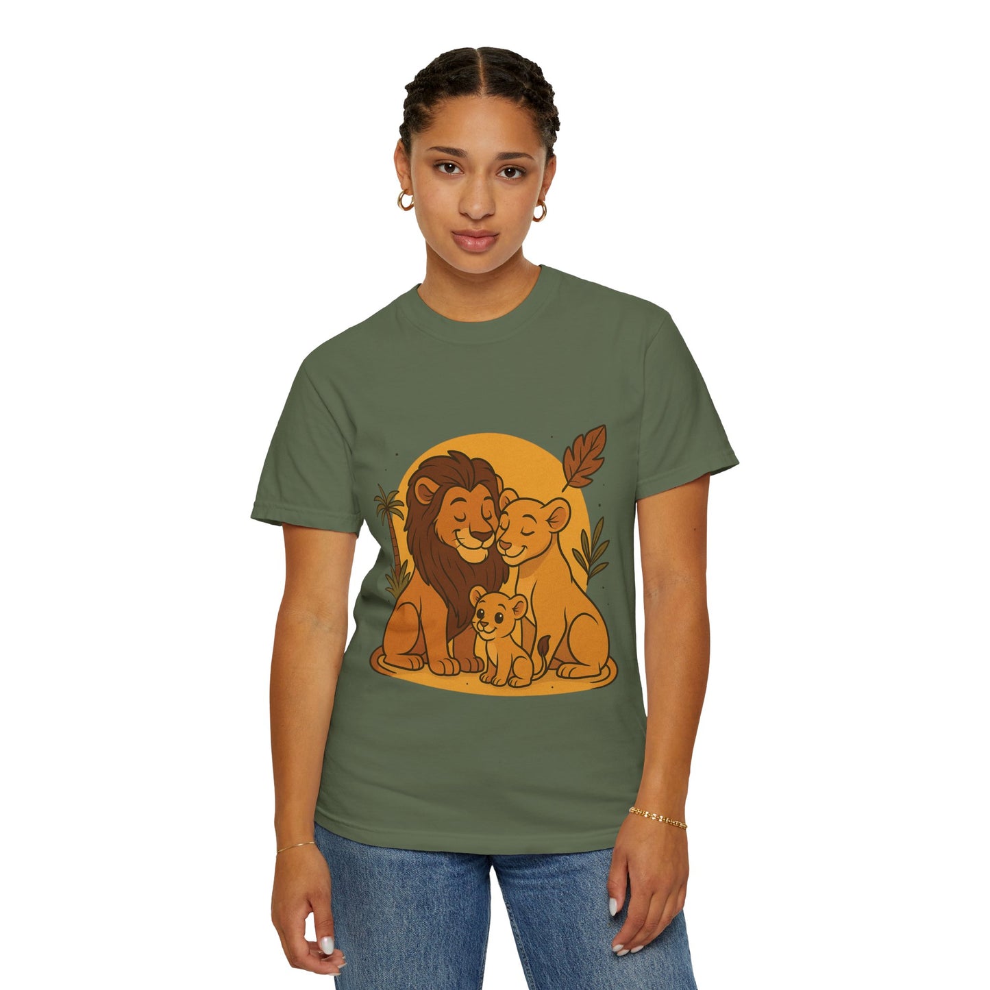 Lion Family T-Shirt – Mom, Dad & 1 Cub | Lion Pride Family Design | Mufasa| Cute Safari Jungle Tee