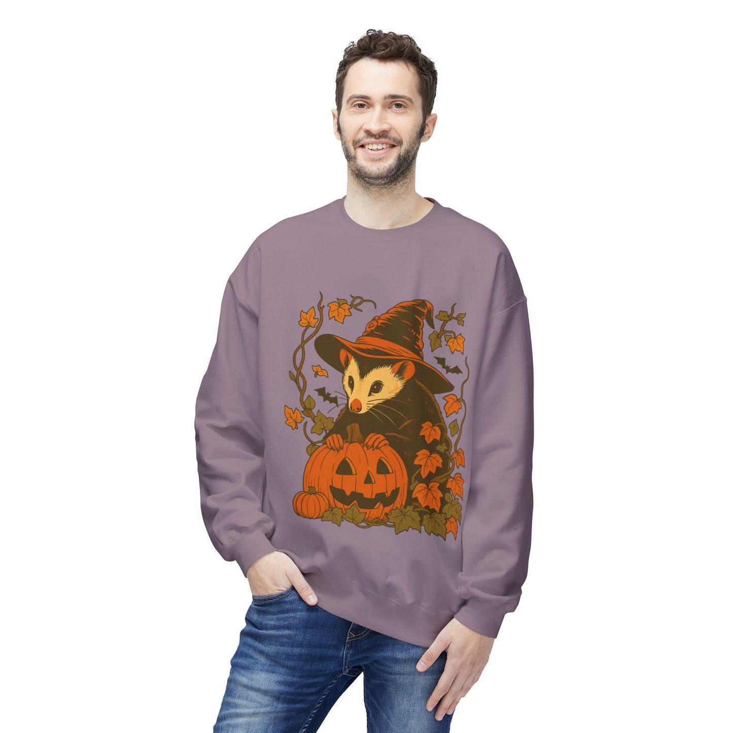 Opossum Halloween Fleece Sweatshirt | Cute Spooky Season Goblincore Sweater