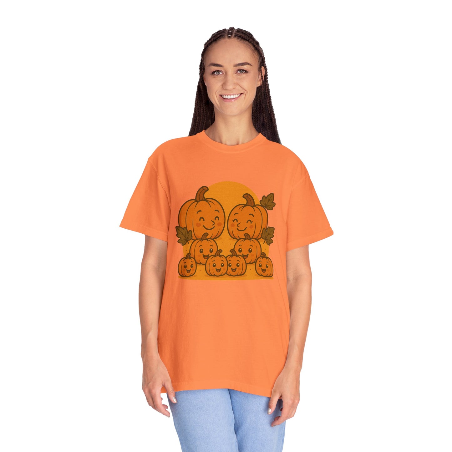Cute Pumpkin Family T-Shirt with Six Baby Pumpkins – Fall Harvest Graphic Tee, Autumn Thanksgiving Shirt
