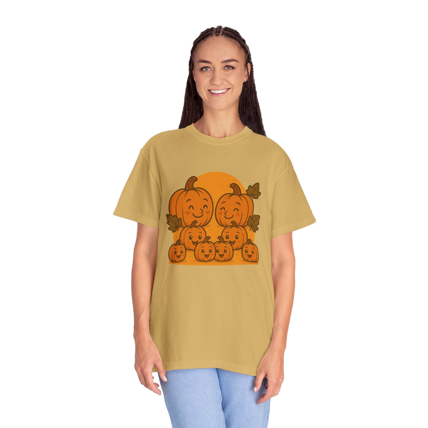 Cute Pumpkin Family T-Shirt with Six Baby Pumpkins – Fall Harvest Graphic Tee, Autumn Thanksgiving Shirt