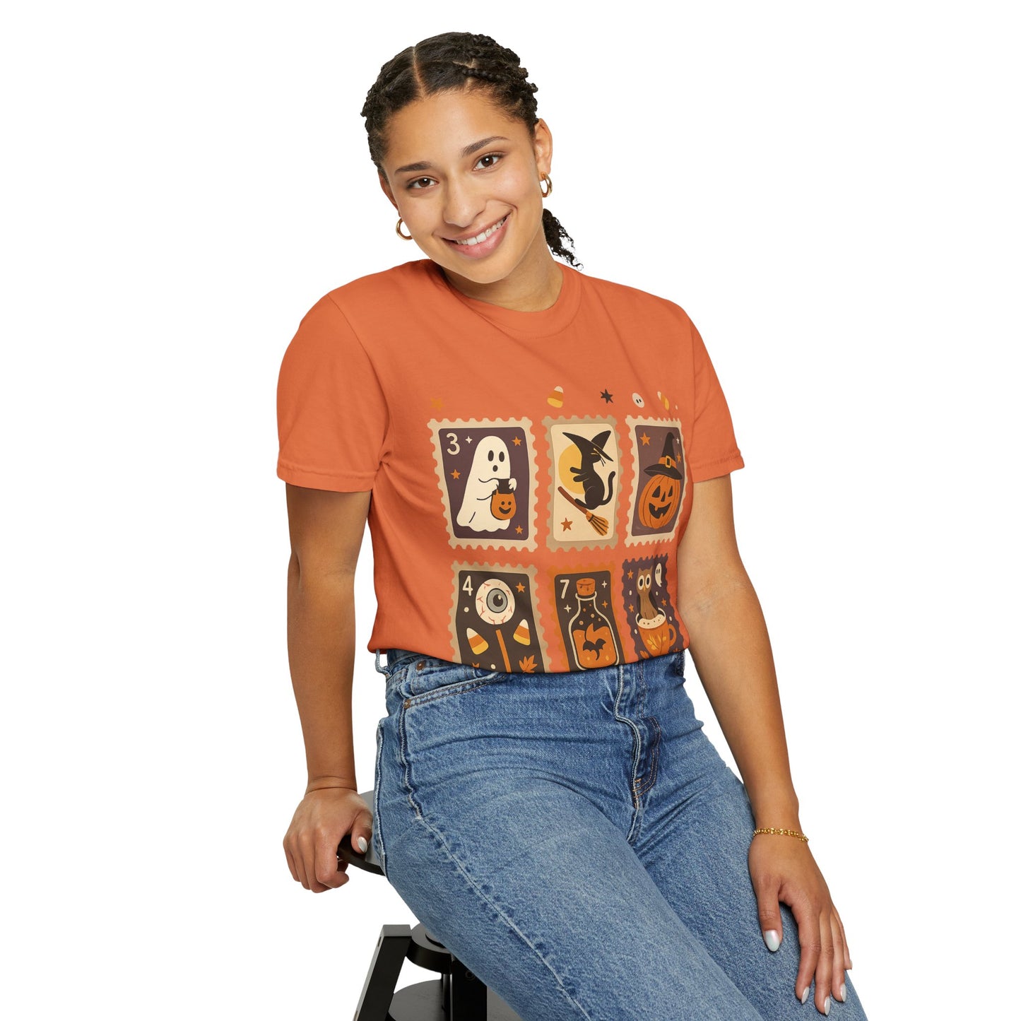 Spooky Ghost & Pumpkin Halloween T-Shirt, Comfort Colors Retro Tee, Fall Outfit Costume Gift, Women's Men's Kids, Pumpkin Season Shirt, Cute