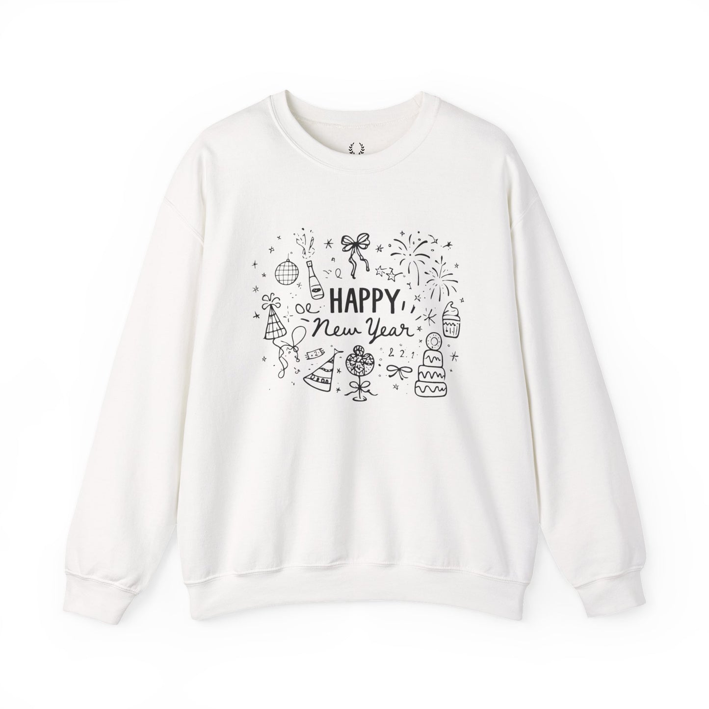 Happy New Year Sweatshirt | Minimal Doodle Celebration Design