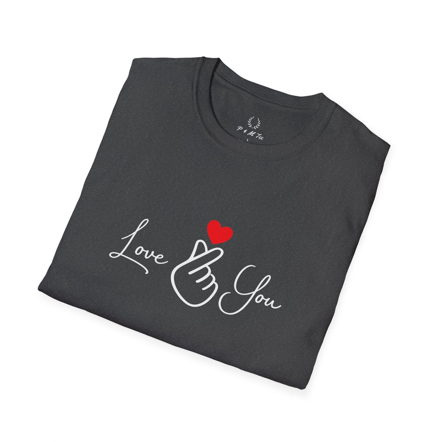 Love You Finger Heart T-Shirt | Cute Korean Heart Sign Couple & Valentine Tee