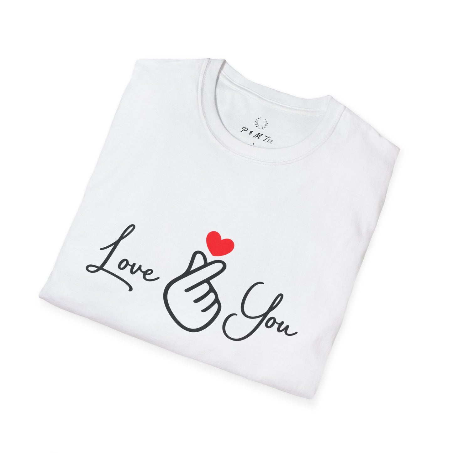 Love You Finger Heart T-Shirt | Cute Korean Heart Sign Couple & Valentine Tee