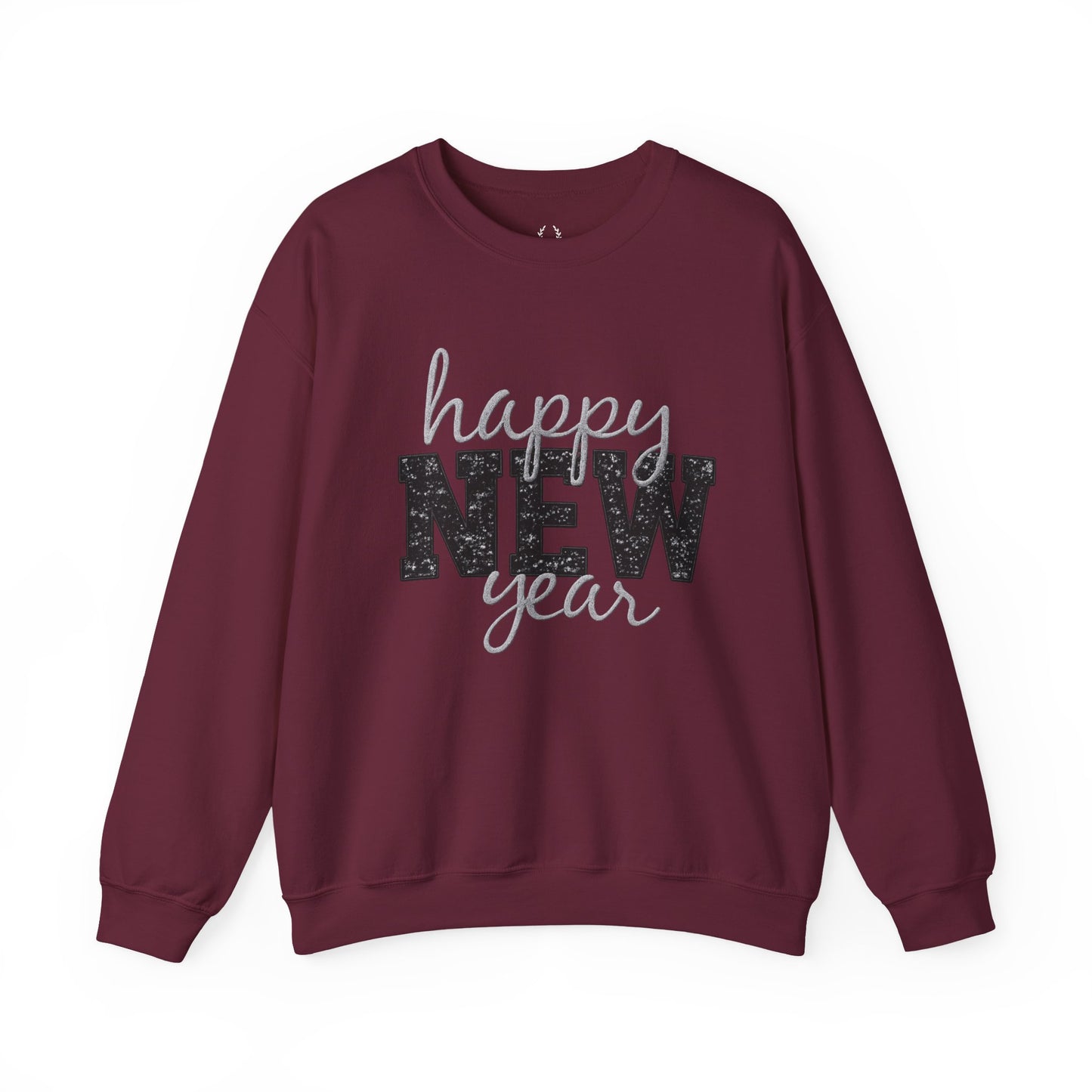 Happy New Year Crewneck Sweatshirt | Festive Glitter Graphic Pullover