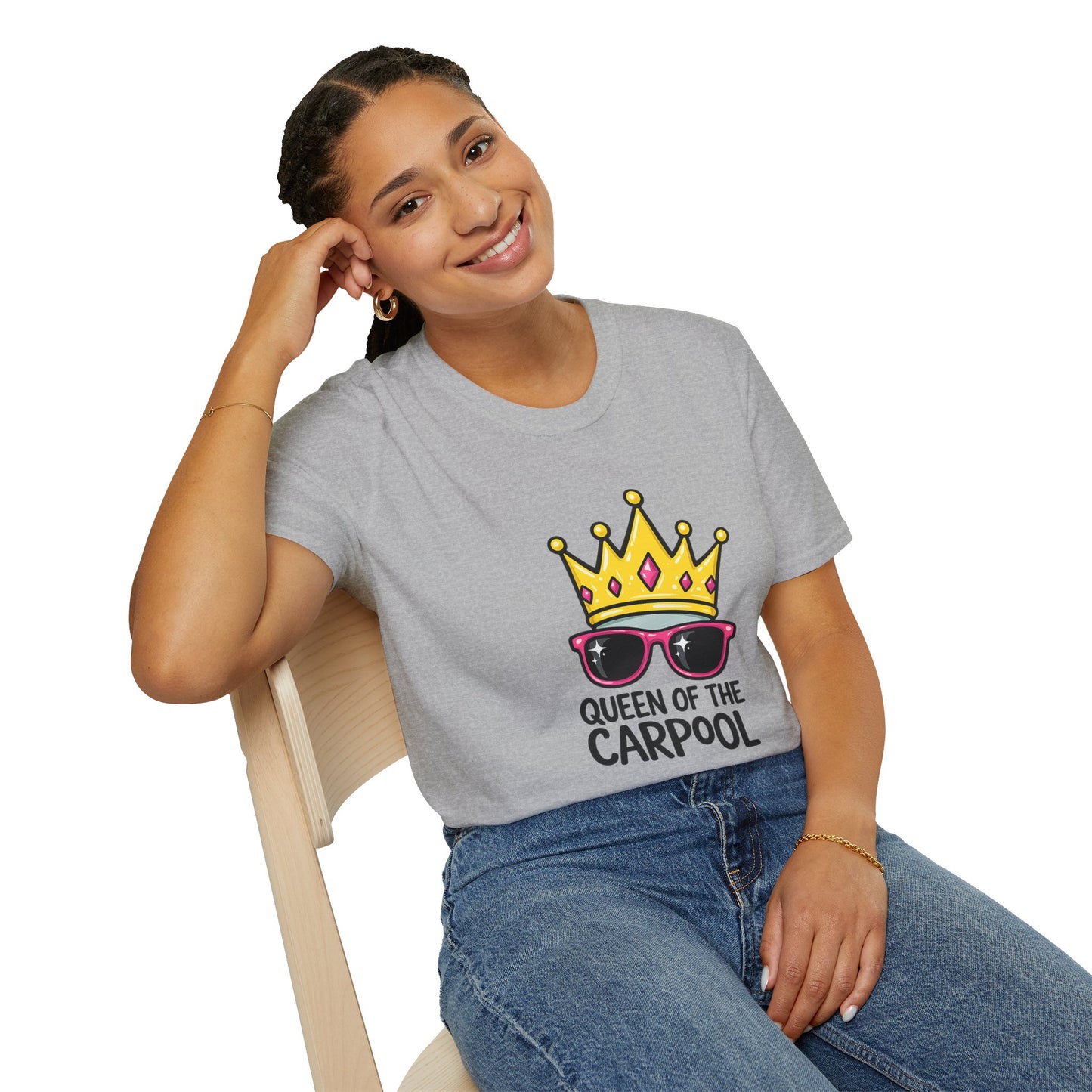 Queen of the Carpool T-Shirt – Funny Mom Crown & Sunglasses Tee