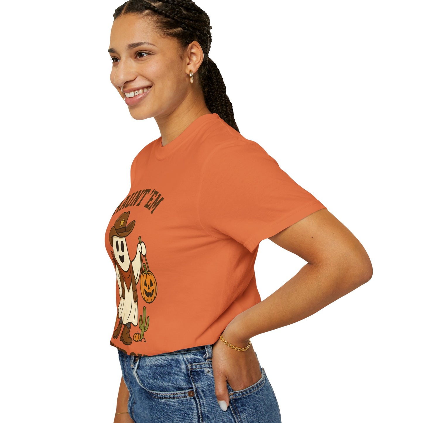 Halloween Cowboy T-Shirt, Unisex Tee, Fall Outfit, Festive Apparel, Pumpkin Costume, Haunt 'Em