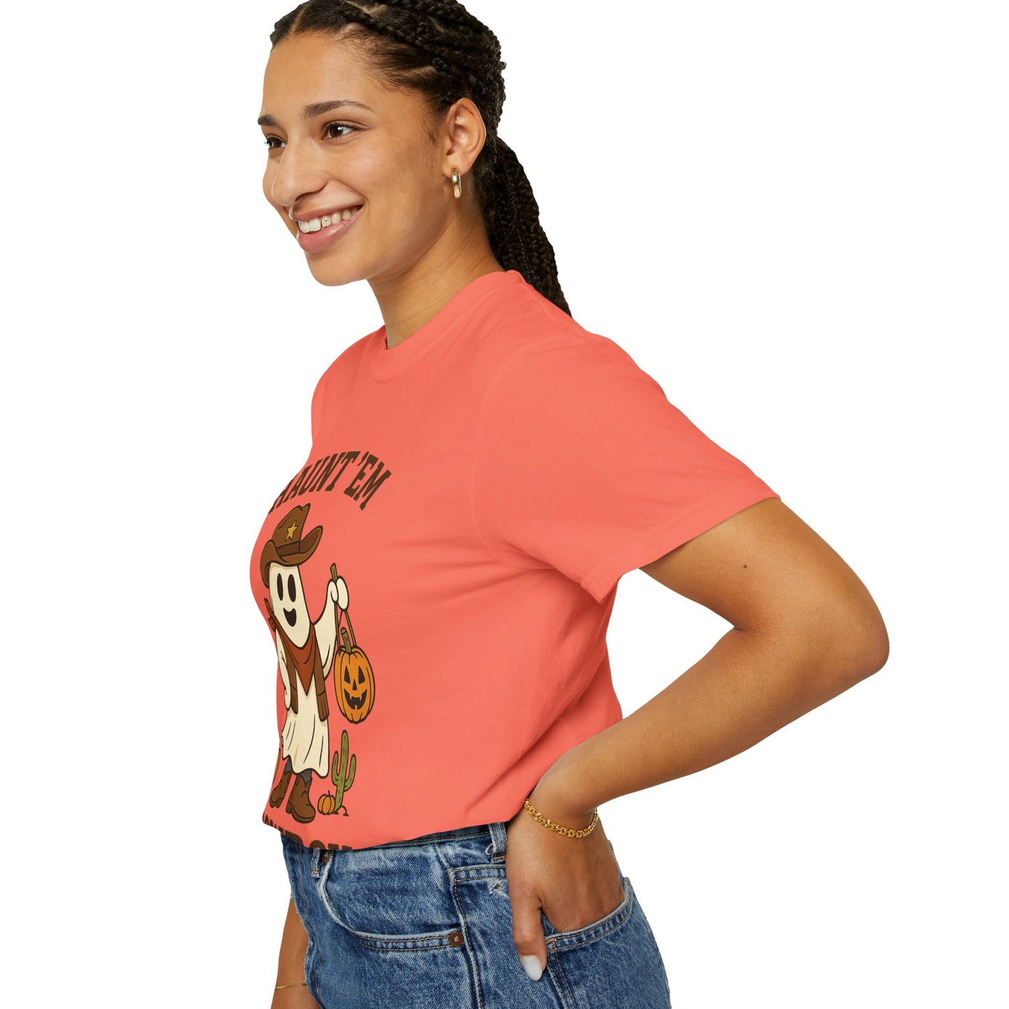Halloween Cowboy T-Shirt, Unisex Tee, Fall Outfit, Festive Apparel, Pumpkin Costume, Haunt 'Em