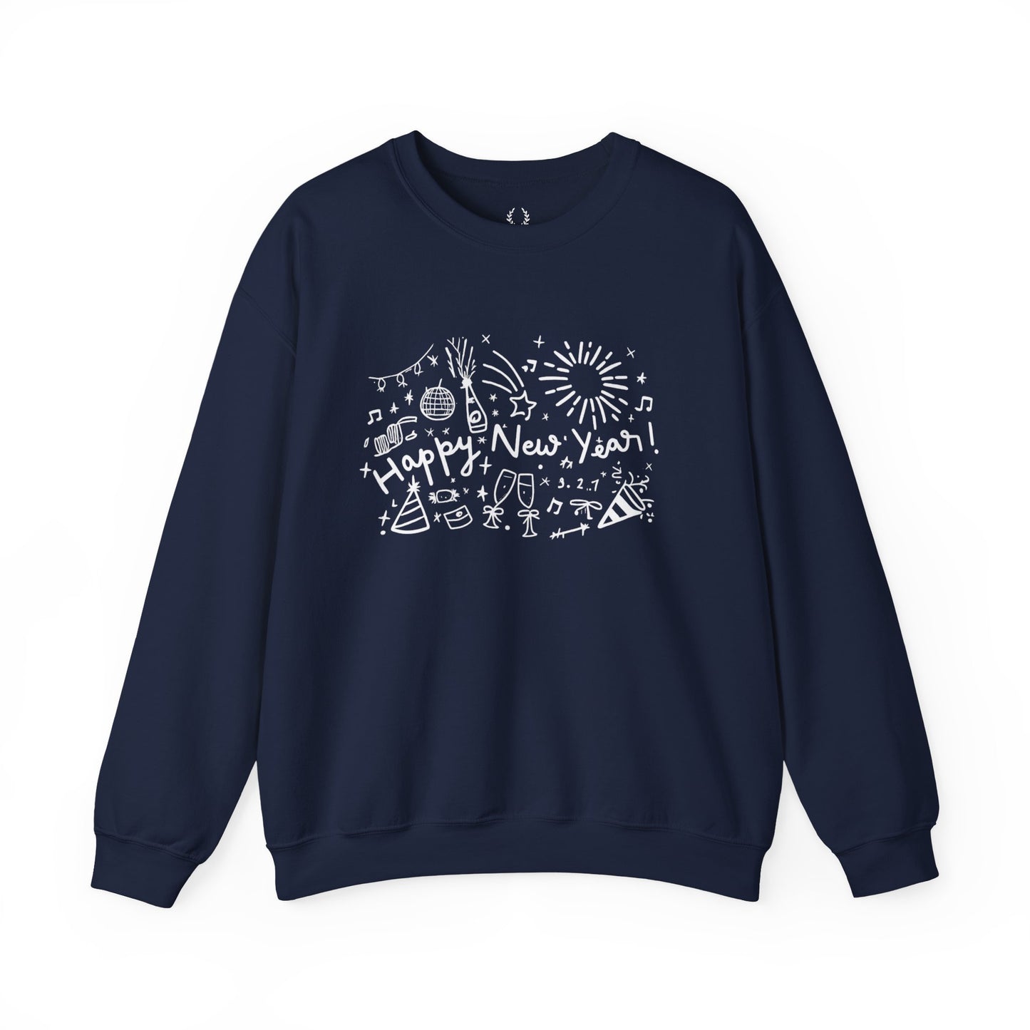 Happy New Year Sweatshirt | Festive Doodle Art | New Year Celebration Pullover
